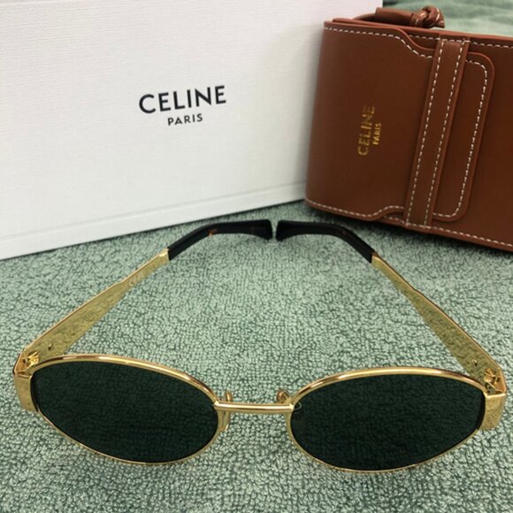 Celine Triomphe Gold Metal Sunglasses - Picture 1 of 6